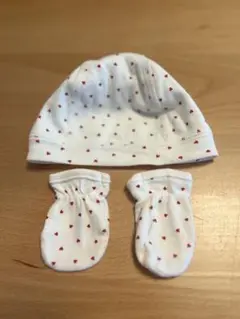 PETIT BATEAU（プチバトー）　プリントキャップ＆ミトンセット