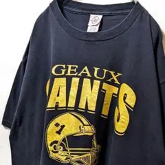 デルタ GEAUXセインツ デカロゴ Tシャツ ブラック 黒 L 古着