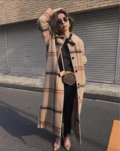 チェック柄コート