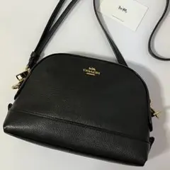 COACH コーチ　ショルダーバッグ　斜め掛け　ドーム型　レザー　ブラック