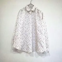 ジョアンヌレイヤー　吉村ブラウス　長袖シャツ　フリー　小花柄　ホワイト　ゆったり