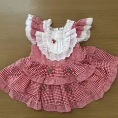 【新品未使用・タグ無し】さくらんぼギンガムチェックフリルワンピース+パンツ80