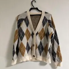 ダイヤモンドパターン カーディガン レディース