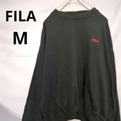 【FILA フィラ】スウェット　トレーナー　ブラック　黒　海外　US古着