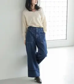 【新品未使用】Stitchデニムベイカーパンツ/Mサイズ/ブルー