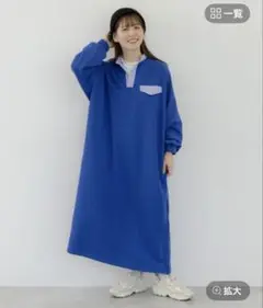 studio CLIP moezoコラボ スウェットカジュアルワンピース ブルー