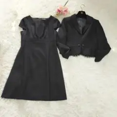 極美品♡ジャケット ワンピース レース取り外し可能 ブラック 13号 LL