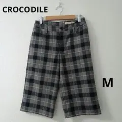 CROCODILE チェック柄 クロップドパンツ グレー Mサイズ