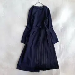 【美品✨】allureville ワンピース　プリーツ　バイカラー　ネイビー　２