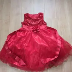 赤いスパンコールドレス フレアスカート