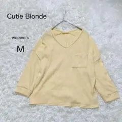 【Cutie Blonde】Vネックカットソー 長袖【M】ワッフル生地 春夏