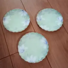 深川製磁　花模様プレート 3枚 14cm