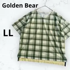 ＊ゴールデンベアー＊カットソー 半袖 Tシャツ Vネック チェック LL