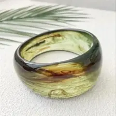 【即日発送】【新品】グリーンブラウンマーブルバングル　レジンアクセサリー