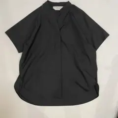 ビームスライト 美品 半袖 シャツ ブラウス ノーカラー ブラック 綺麗め