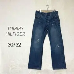 【TOMMY HILFIGER】ダメージ ストレート デニムパンツ ウォッシュ
