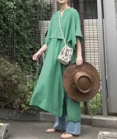 CORNERS by KR スラブジョーゼットカフタンシャツワンピース