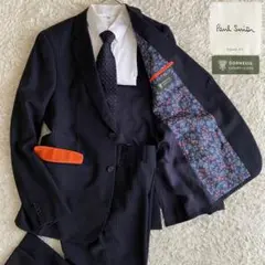 極美品/現行/XL ポールスミス スーツセットアップ 花柄 DORMEUIL 紺