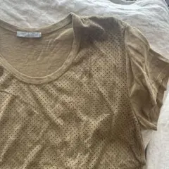 新品未使用★ZARA ザラ　カーキブラウン　スエード風　Tシャツ M