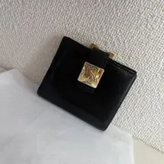 美品 イヴサンローラン 牛革製 レザー がま口 ミニ財布 二つ折り財布