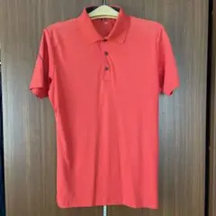 【中古】adidasgolf.com 赤 ポロシャツ メンズ Mサイズ