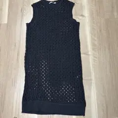 MIDIUMISOLID 黒 ノースリーブ メッシュ編み トップス