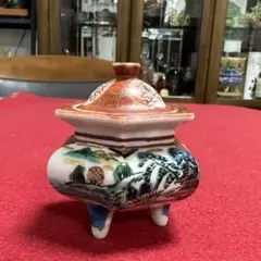 九谷焼　庄三　香炉　三つ足　龍　時代　アンティーク　骨董　赤絵　龍　紅龍　縁起物 九谷焼 庄三 香炉 三つ足 龍 時代 アンティーク 骨董 赤絵 龍 紅
