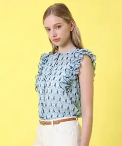 限定価格❗️ANAYI25spring&summerSSプリントフリルブラウス38