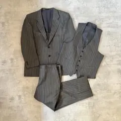 USED VINTAGE セットアップ　スーツ　スリーピース　グレー　ストライプ