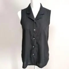 ブラック ストライプ ノースリーブシャツ