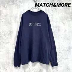 【MATCH&MORE】長袖Tシャツ ロンT ロゴプリント カジュアル ネイビー