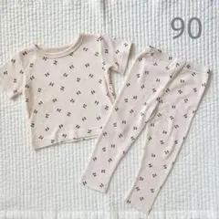 半袖長ズボンパジャマ　ワッフル素材　さくらんぼ柄 90size