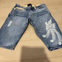激レアO K I N A W A紅B I N Sハーフデニムパンツ
