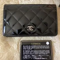 タイムセール CHANEL折り財布エナメル黒