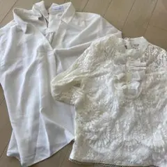 ミーア レースフリル付きホワイトブラウス