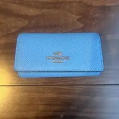 COACH 青 レザー キーケース