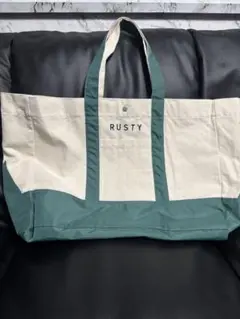 RUSTY 大容量！ トートバッグ ベージュ/グリーン