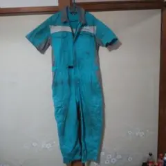 クボタ つなぎ ターコイズ色 半袖オーバーオール