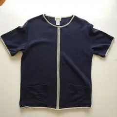 BEAMS 半袖ジップアップ Mサイズ ネイビー