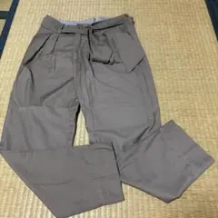 ブラウン ウエストリボン テーパードパンツ Mサイズ