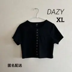 DAZY ブラック リブショート丈 半袖 Tシャツ　トップスXL