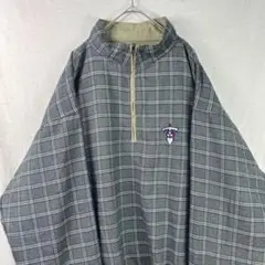 USA古着 00s antigua 刺繍 ハーフジップ ナイロンプルオーバー
