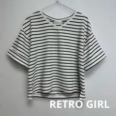 1201 RETRO GIRL ストライプ Vネック Tシャツ M程度