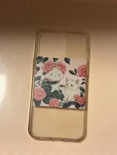 iPhone15 pro max ケース ネコと椿