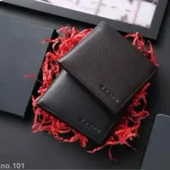 未使用品✨財布 メンズ 二ツ折り 本革 薄い コンパクト お札・カード入れ 黒