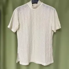 アイボリー 立ち襟 Tシャツ サイドスリット