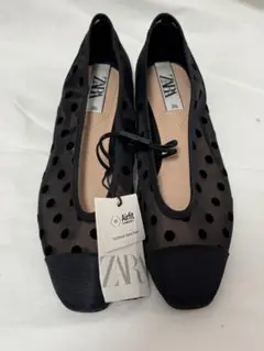 ☆未使用品☆ ZARA シアー ドット柄 フラットシューズ 23.5cm