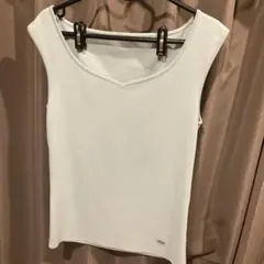 ★美品★FOXEY/フォクシータンクトップ 小顔タンク ストレッチリブ38 FOXEY 美品 フォクシー コットン ノースリーブ ニット トップス