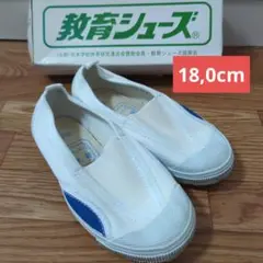 新品☆教育シューズ ホワイト/ブルー　18,0cm