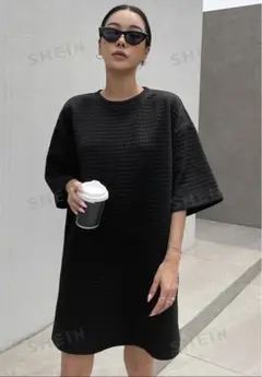 SHEIN  シーイン　ワンピース　ロングTシャツ　白黒　2点セット